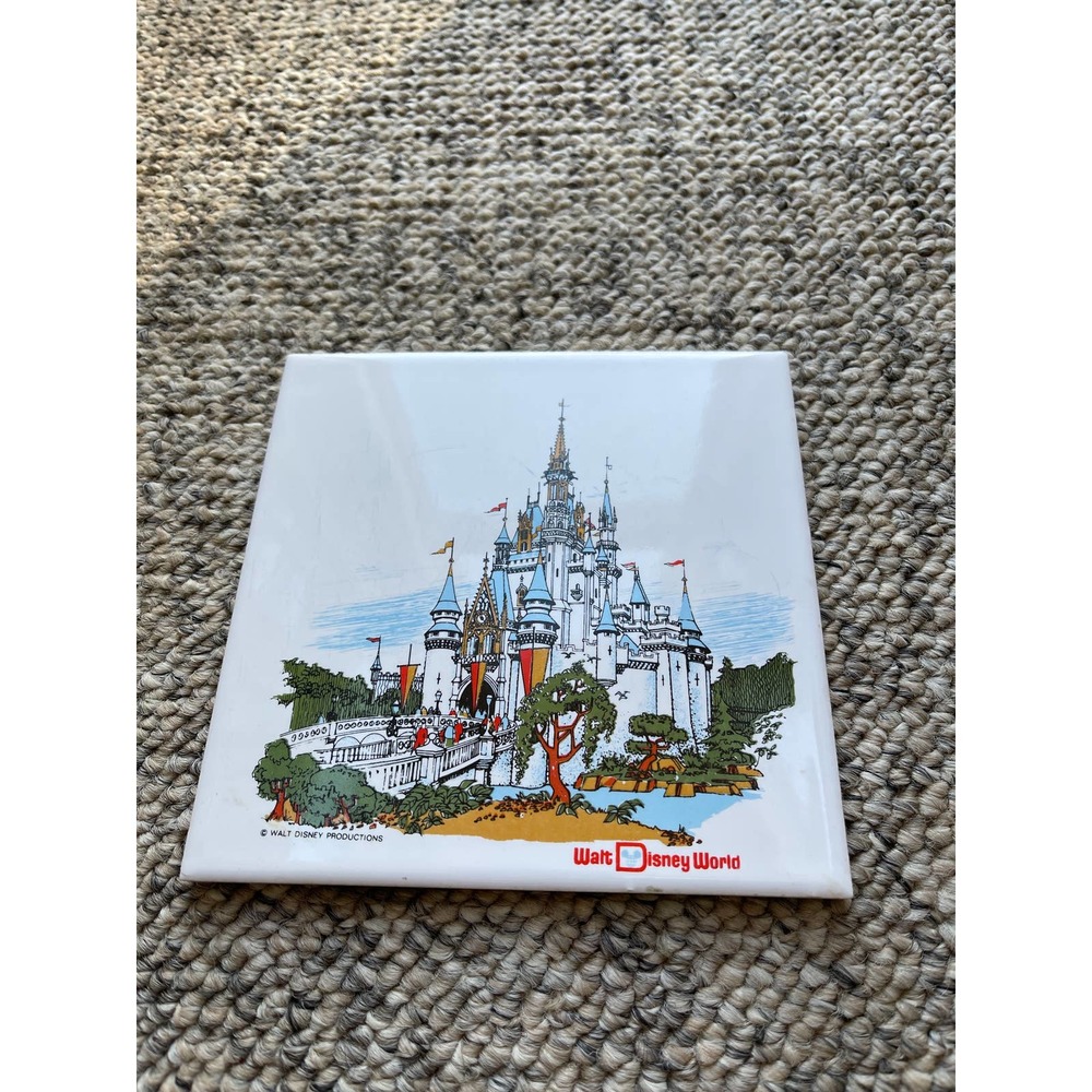 Vtg 1970s Walt Disney World Cinderella's Castle‎ Trivet Hot Plate Wall Tile